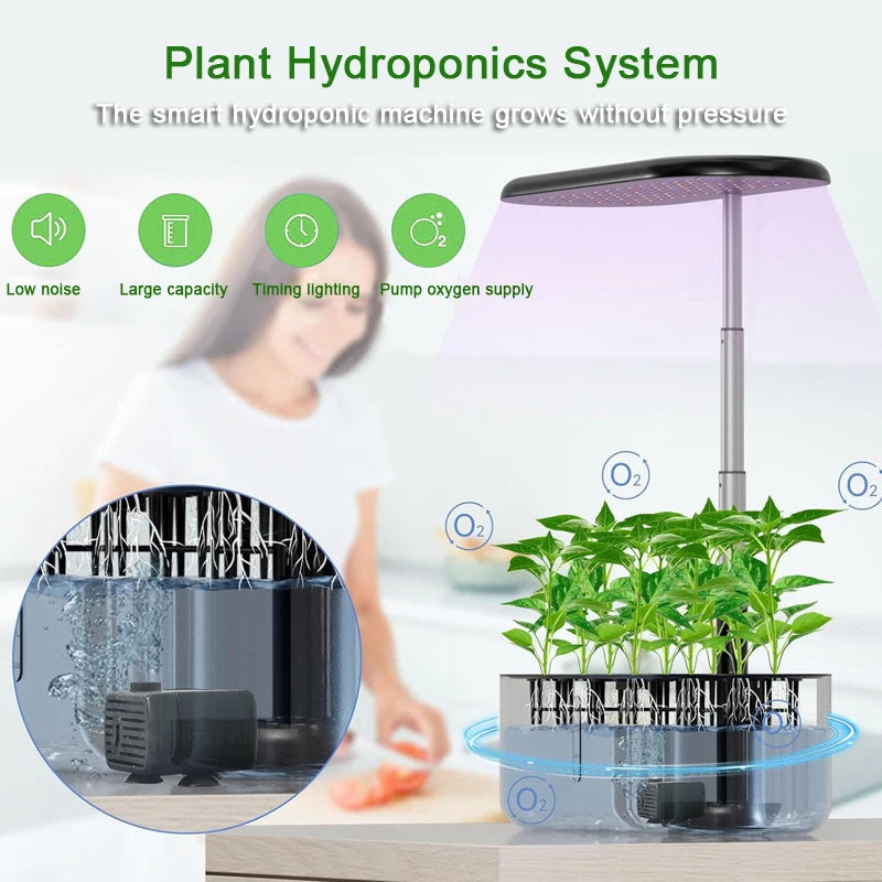 Système De Culture Hydroponique 12 Dosettes - Jardin D'Herbes Intérieur Avec LED - Contrôle Automatique D'Eau - Noir - 7