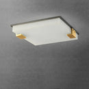plafonnier carré en marbre et laiton doré led luxueux