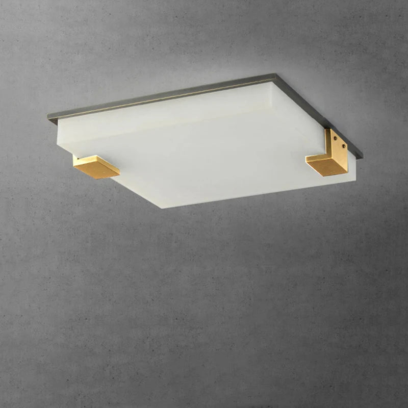 plafonnier carré en marbre et laiton doré led luxueux - vue 3 sur 7