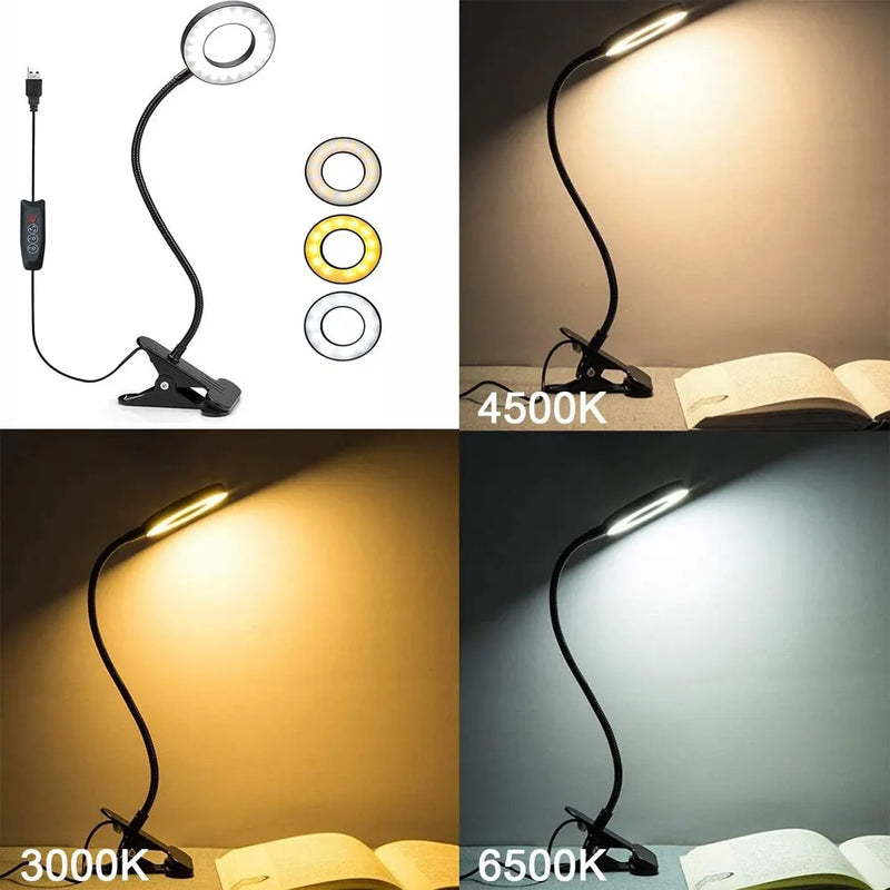 48 LED lampe de bureau pince USB livre lumière chevet 360 ° Flexible Protection des yeux col de cygne lampe de lecture luminosité réglable 3 niveaux