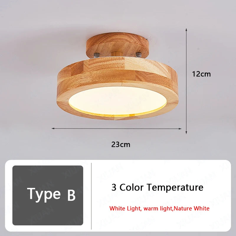 plafonnier nordique en bois led avec 3 températures de lumière - vue 11 sur 14