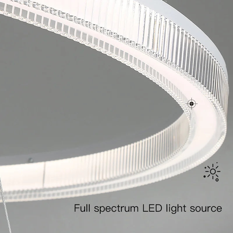 Modern Nordic LED Chandeliers For Living Rooms, Bedrooms, Restaurants, Kitchens, Chandeliers, White Circular 3-ring Design - vue 6 sur 10