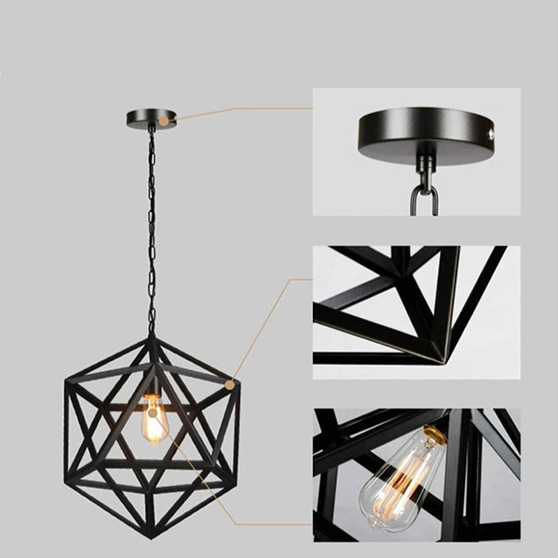 gzmj hexahedron droplight suspension en fer