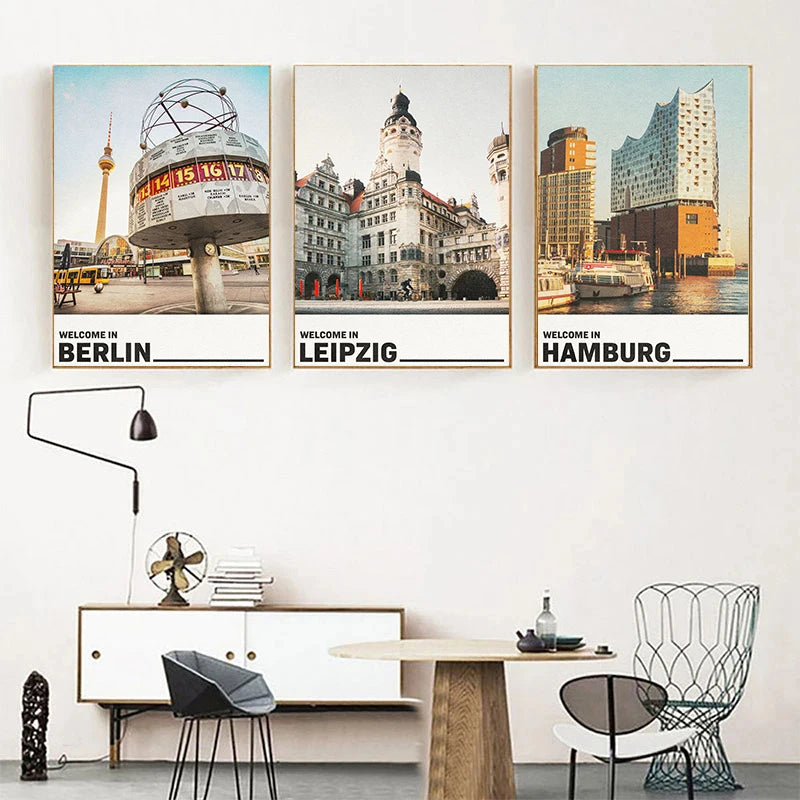 affiche de villes allemandes pour décoration murale