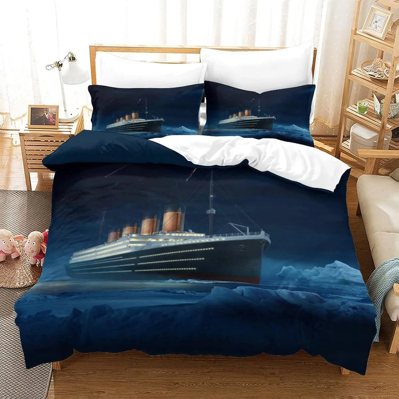 housse de couette 3D titanic motif océan romantique pour enfants