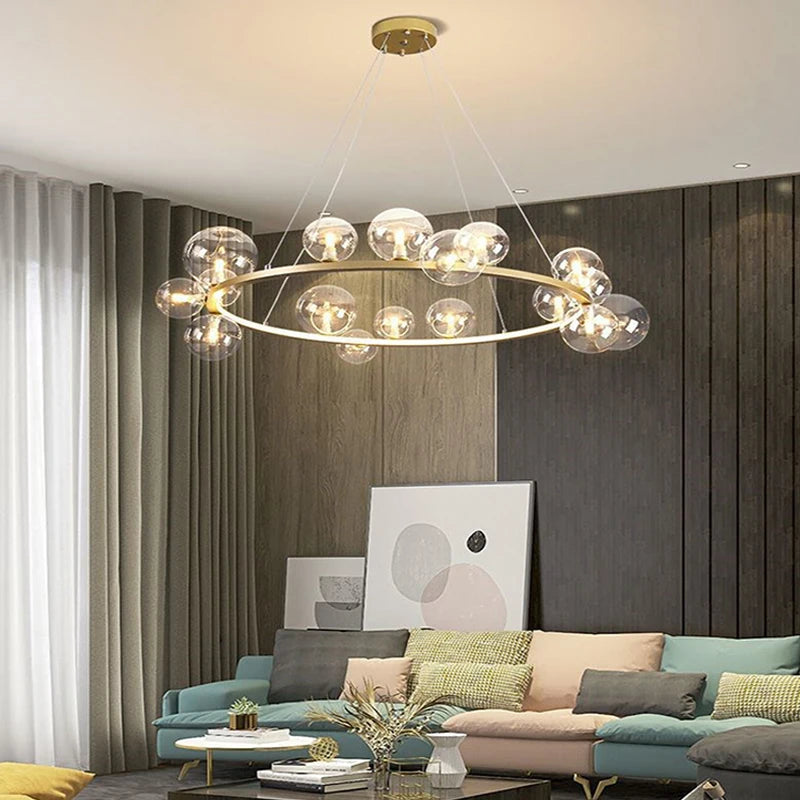 lustre en verre au design moderne avec bulles artistiques - vue 4 sur 18