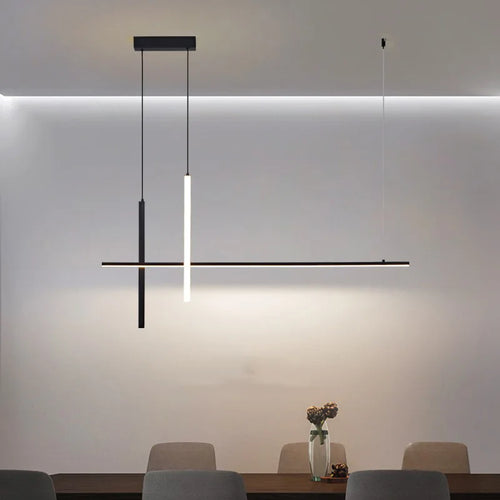 Lustre Led minimaliste moderne dimmable noir pour Table salle à manger cuisine Bar Suspension éclairage Suspension Design Lustre