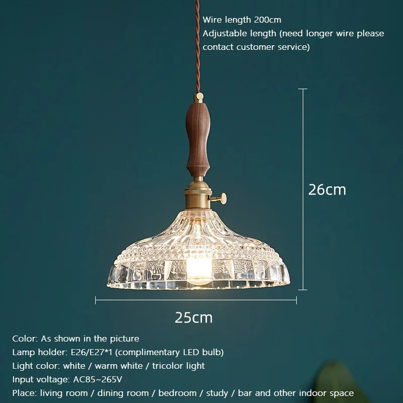 suspension luminaire nordique en bois verre et laiton rustique moderne - vue 3 sur 22