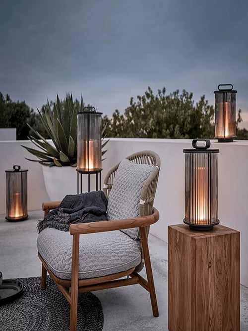 villa moderne lampe de jardin solaire extérieure étanche - vue 6 sur 9