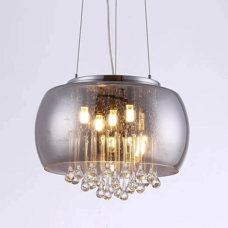 Lustre en verre de cristal de luxe moderne pour salon fumée Cognac plafonnier luminaires suspendus Suspension en verre