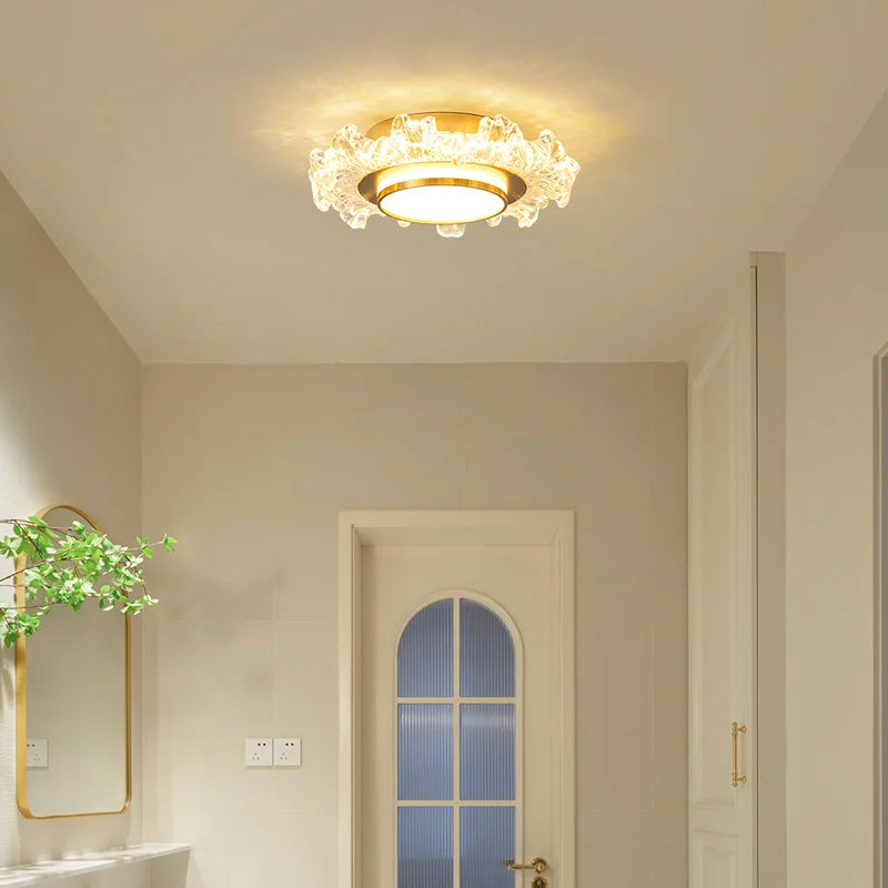 lustre moderne led en verre cristal pour décoration maison