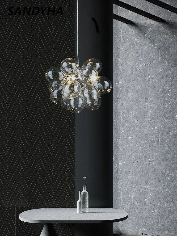 SANDYHA lustre à bulles de verre de luxe nordique salle à manger salon chambre Restaurant décor intérieur ballon luminaire suspendu
