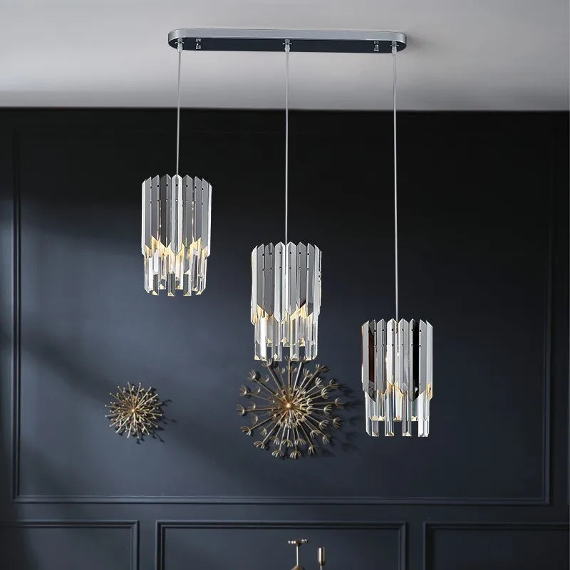 lustre en cristal chromé doré avec éclairage vintage intérieur - vue 5 sur 13