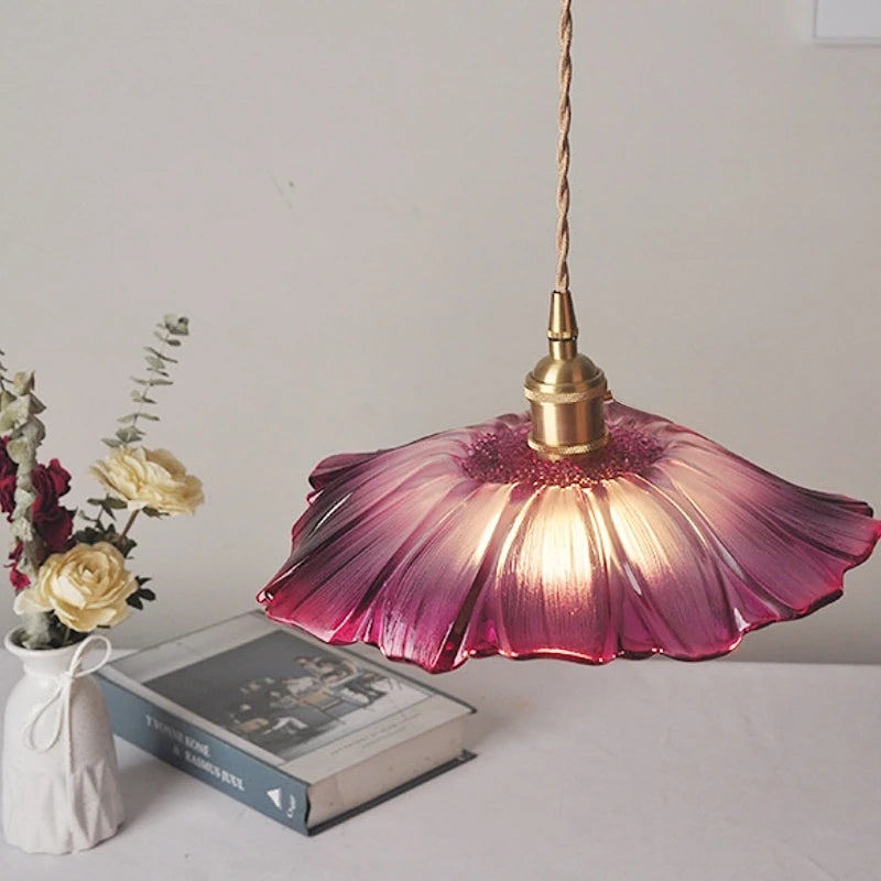 lustre moderne en verre avec design floral pour décoration intérieure - vue 4 sur 7