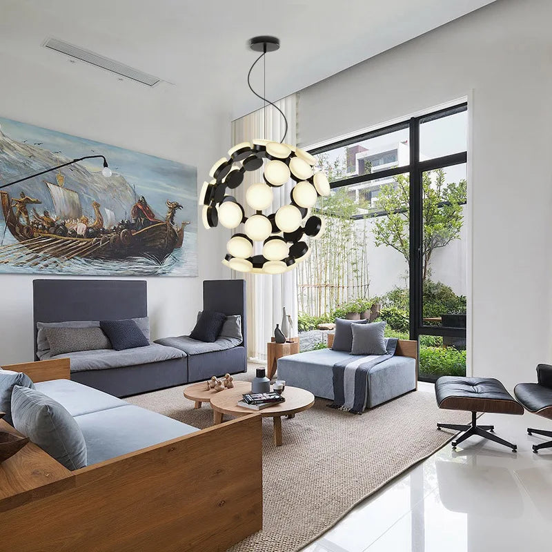 Danish Designer Big Globle Pendant Lamp Modern Suspension Hanging Light for Living Room - vue 5 sur 8