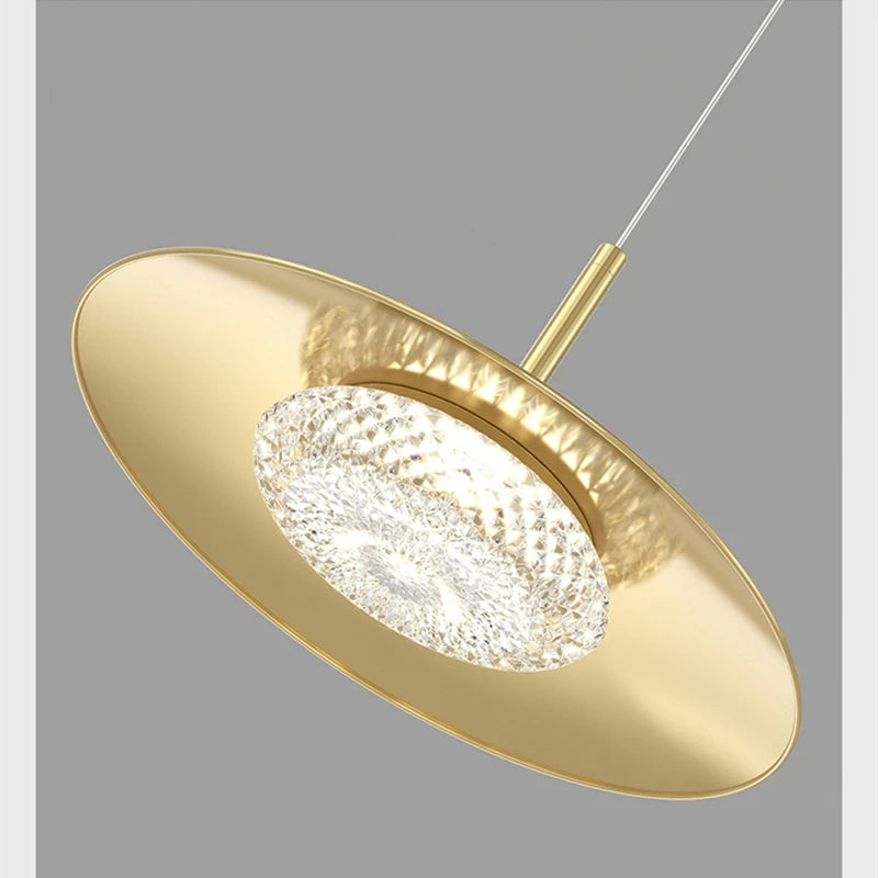 lustre moderne intérieur décor cuivre led suspension or - vue 7 sur 7