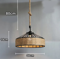 suspension en sisal vintage avec éclairage créatif et tissage élégant