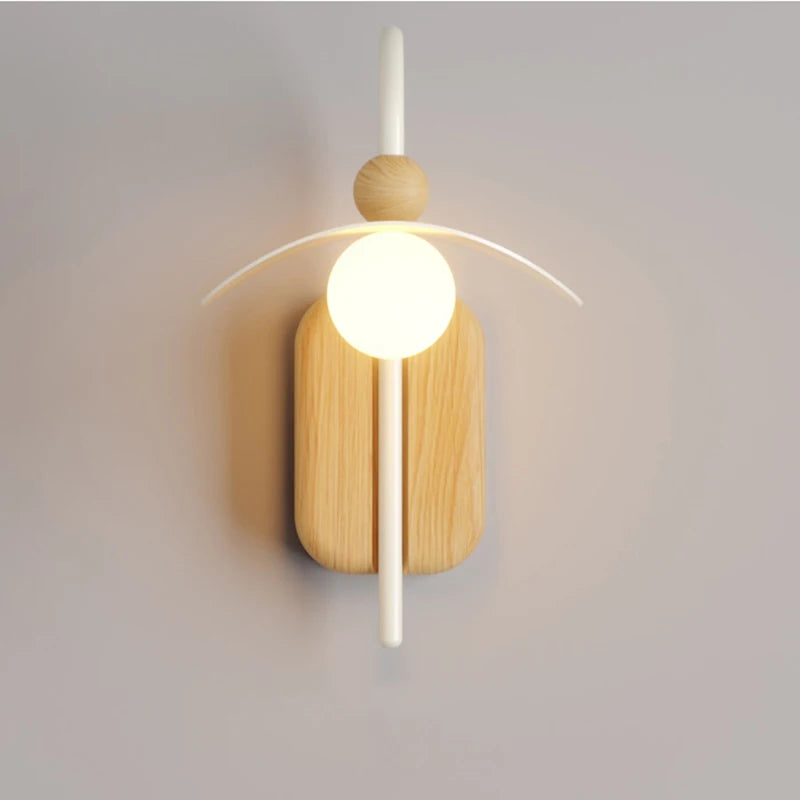 applique murale nordique en bois led pour bureau restaurant - vue 6 sur 7