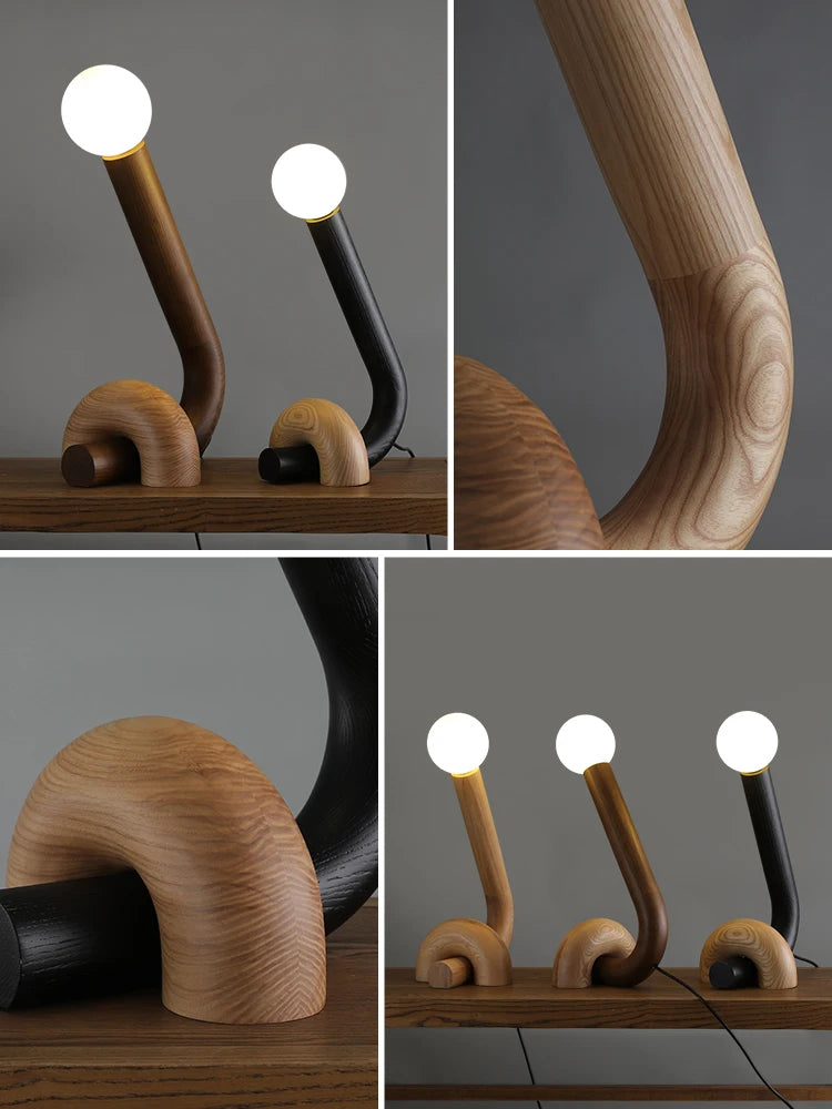 lampes de table vintage en bois massif éclairage led décoratif