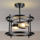 plafonnier industriel rétro à deux lampes pour intérieur