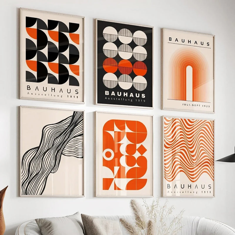 affiches art mural géométrique bauhaus pour décoration moderne