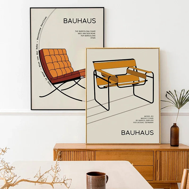 affiches géométriques bauhaus pour décoration murale moderne