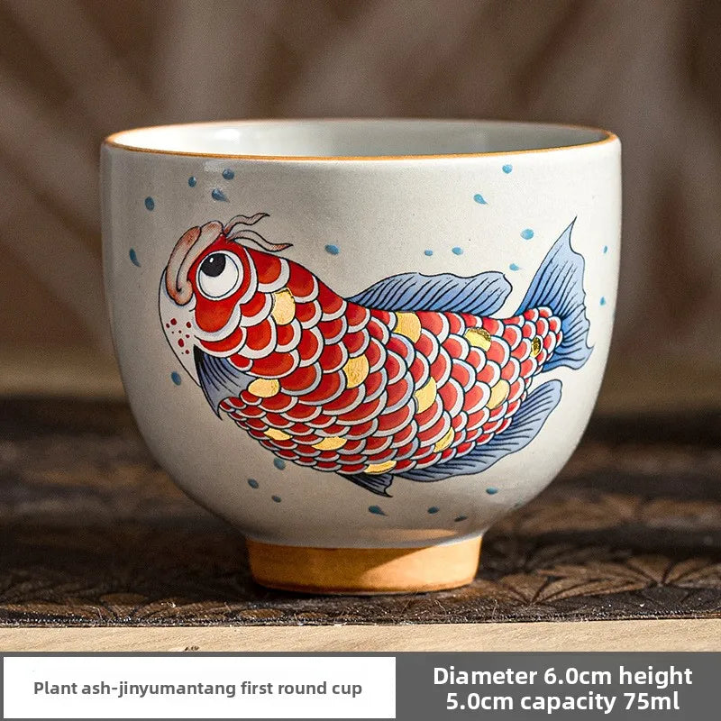 Tasse kung fu ceramique motif arowana style chinois