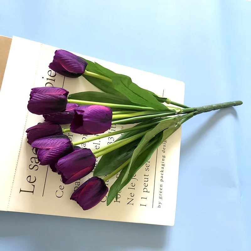 bouquet de tulipes artificielles pour mariage et décoration intérieure - vue 5 sur 11