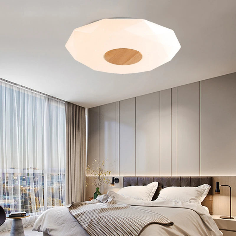 plafonnier led minimaliste en bois massif étoile diamant - vue 5 sur 9