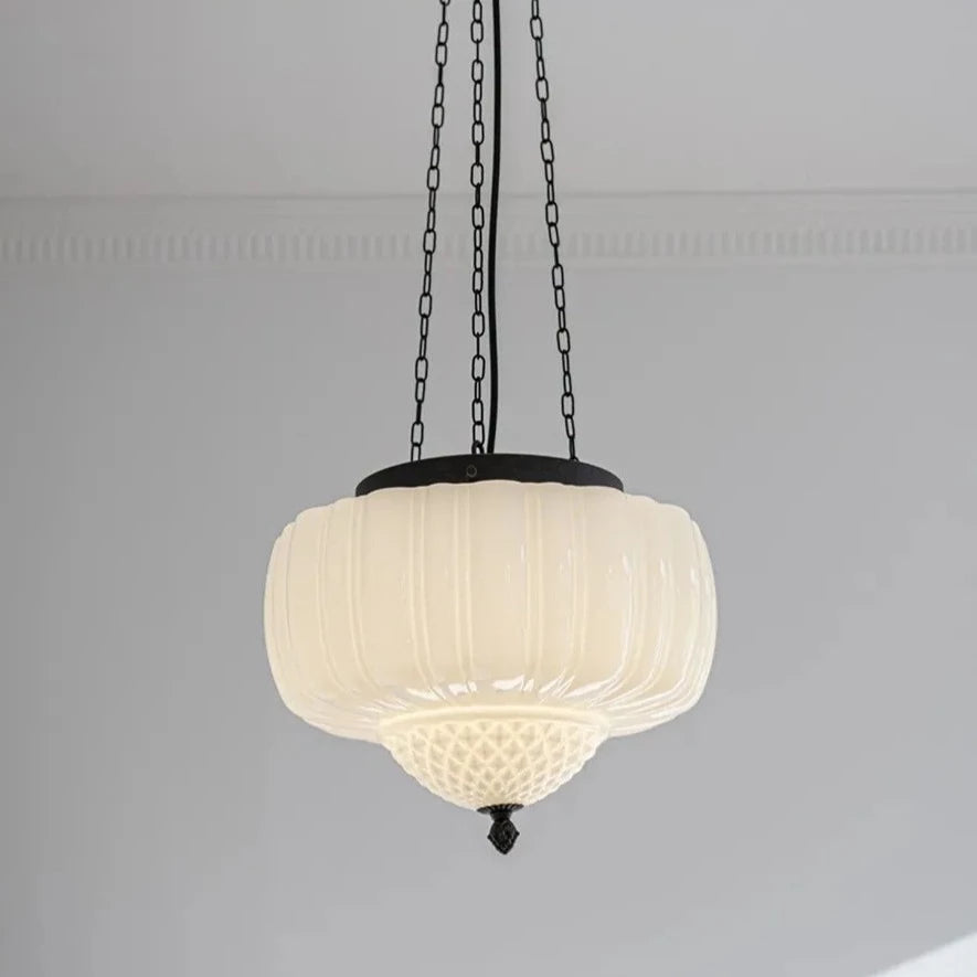Suspension industrielle en métal verre rétro américain - vue 3 sur 7