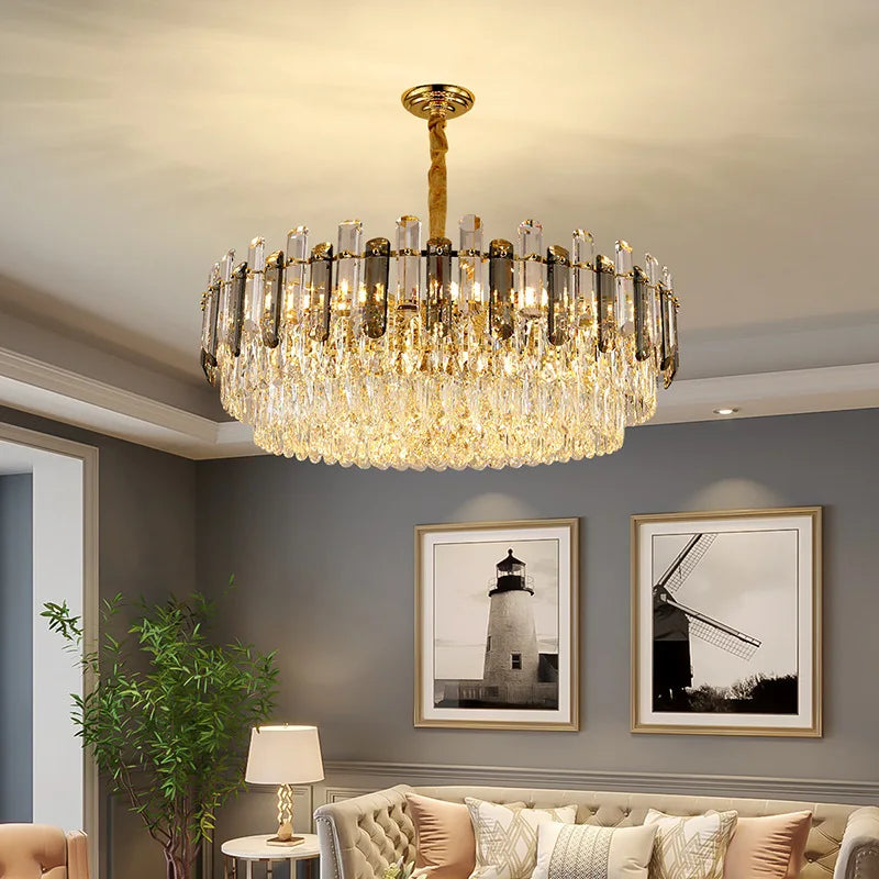 lustre moderne en cristal k9 pour éclairage intérieur - vue 4 sur 13