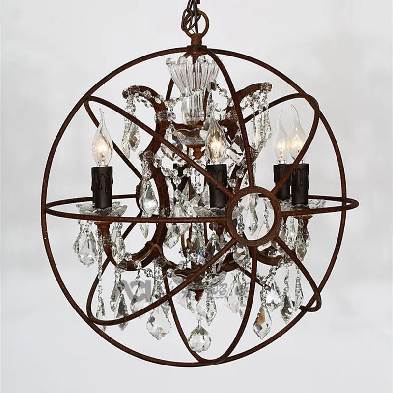 lustre vintage en cristal style cage à oiseaux éclairage led rétro - vue 4 sur 8