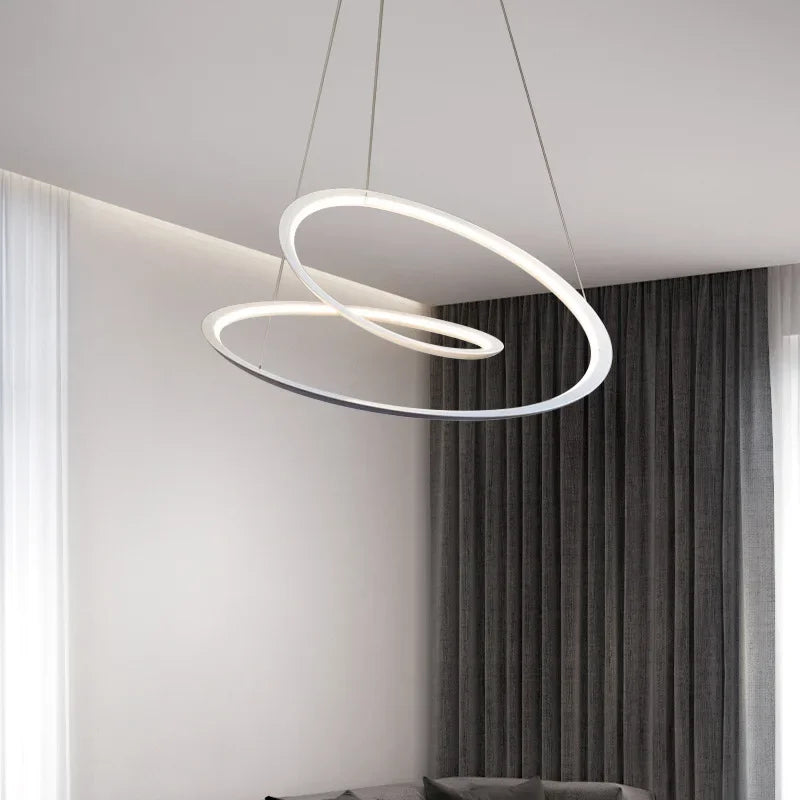suspension moderne à led avec anneau doré pour décoration intérieure - vue 4 sur 12
