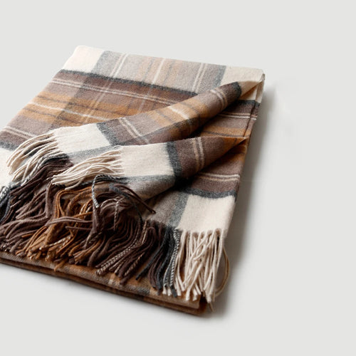 Plaid laine cachemire motif ecossais style pastoral chaud - vue 5 sur 7