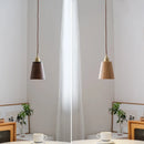 suspension led loft moderne en bois avec abat-jour laiton