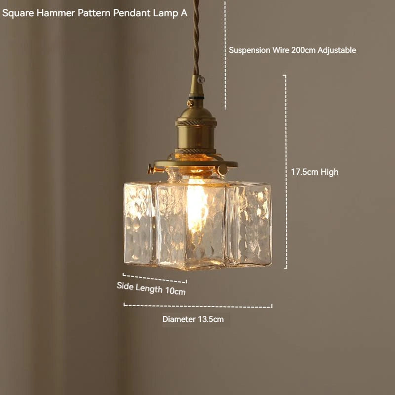Suspension en verre de décoration de la maison japonaise Vintage en laiton rustique LED plafonniers suspendus pour lustres de Table à manger de chambre à coucher