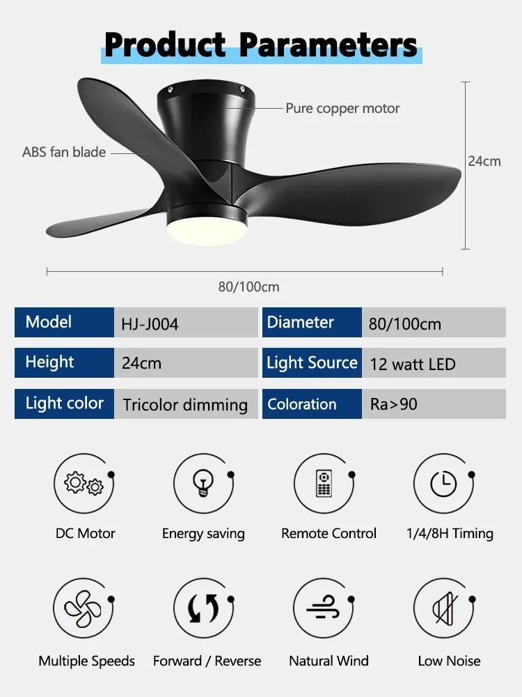 ventilateur de plafond moderne sans lumières lux&vitae led avec télécommande - vue 9 sur 11