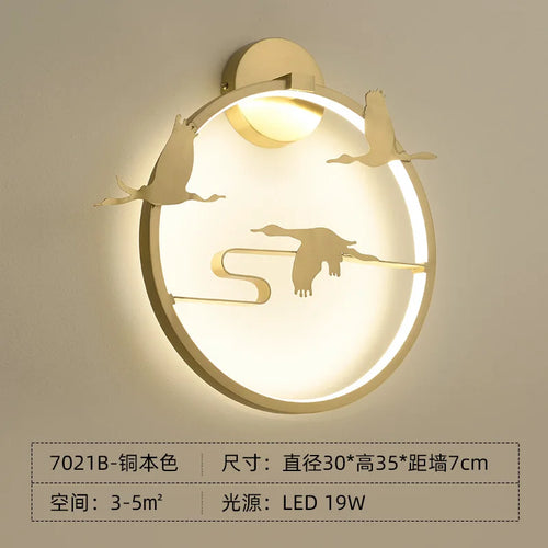 applique murale led traditionnelle chinoise en cuivre pour intérieur décoratif - vue 10 sur 10