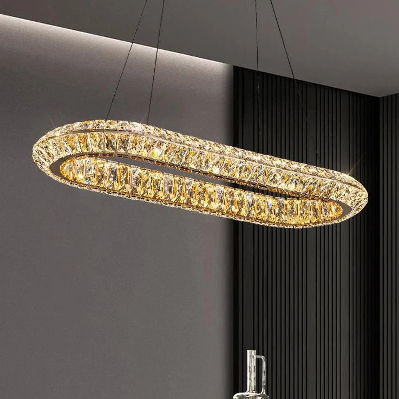 Luxe Cristal LED Suspension Lumières Villa Salon Salle À Manger Éclairage Décor Lustre Lustre Lampe Intérieur Hôtel Bar Luminaires