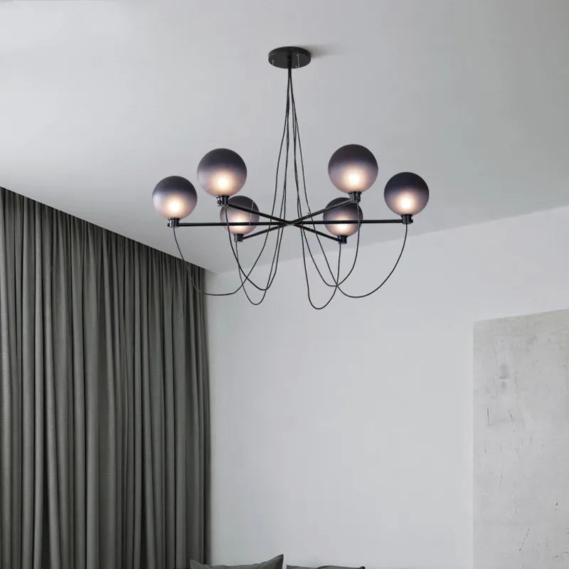lustre nordique boule en verre style industriel rétro - vue 4 sur 7