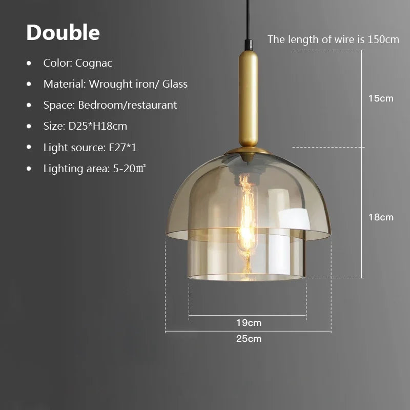 suspension en verre moderne pour décoration intérieure minimaliste
