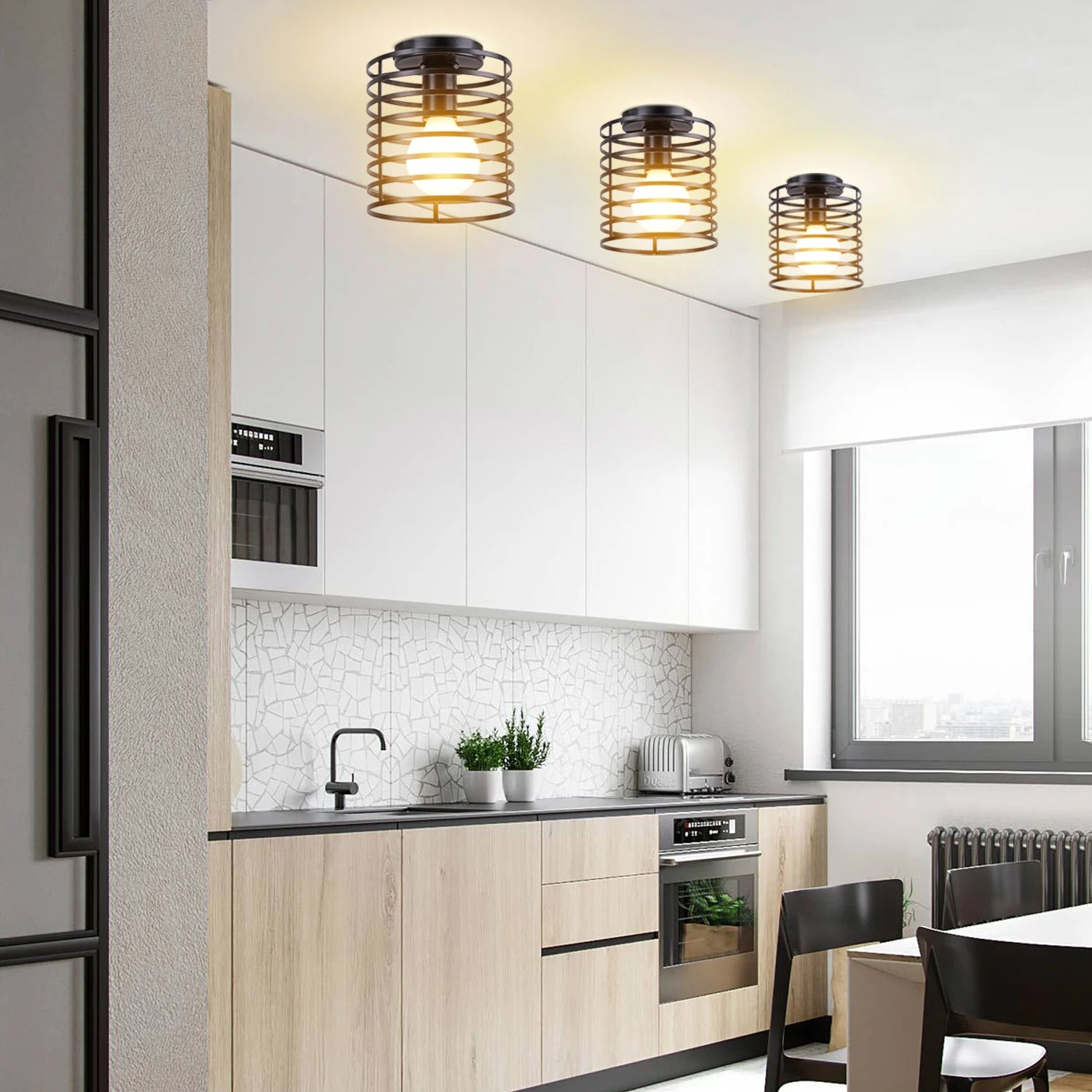 plafonnier moderne à leds style industriel vintage rétro loft - vue 2 sur 10