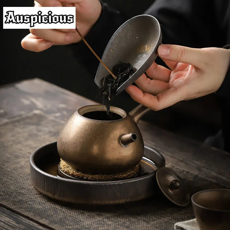 Théière japonaise céramique glaçure rustique poignée latérale 220ml - vue 6 sur 7