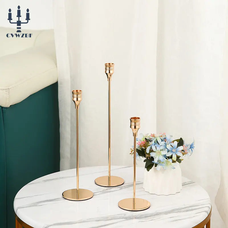 lot de 3 bougeoirs en métal décoration élégante pour mariage et fêtes - vue 4 sur 21