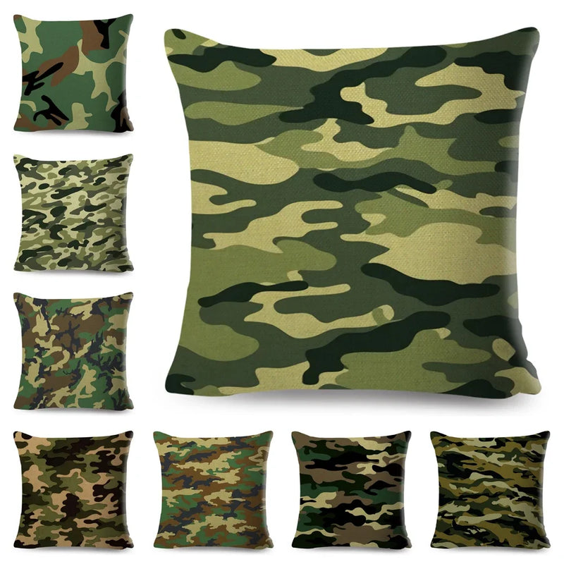 housses de coussin géométriques camouflage militaires décoratives