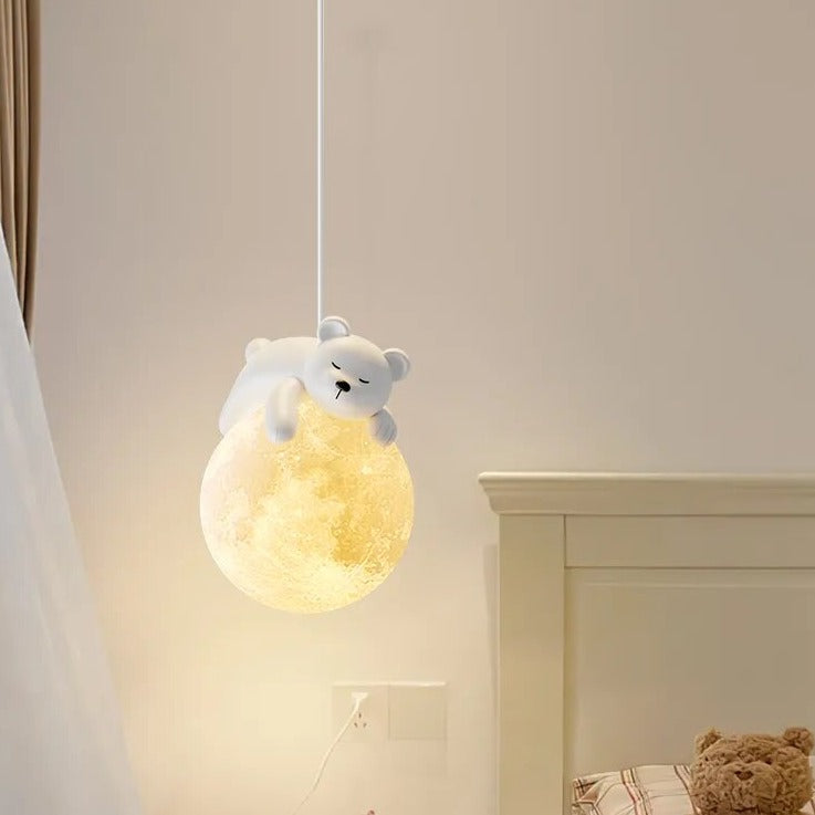 Suspension créative avec boule et lapin ou ours allongé - vue 4 sur 6