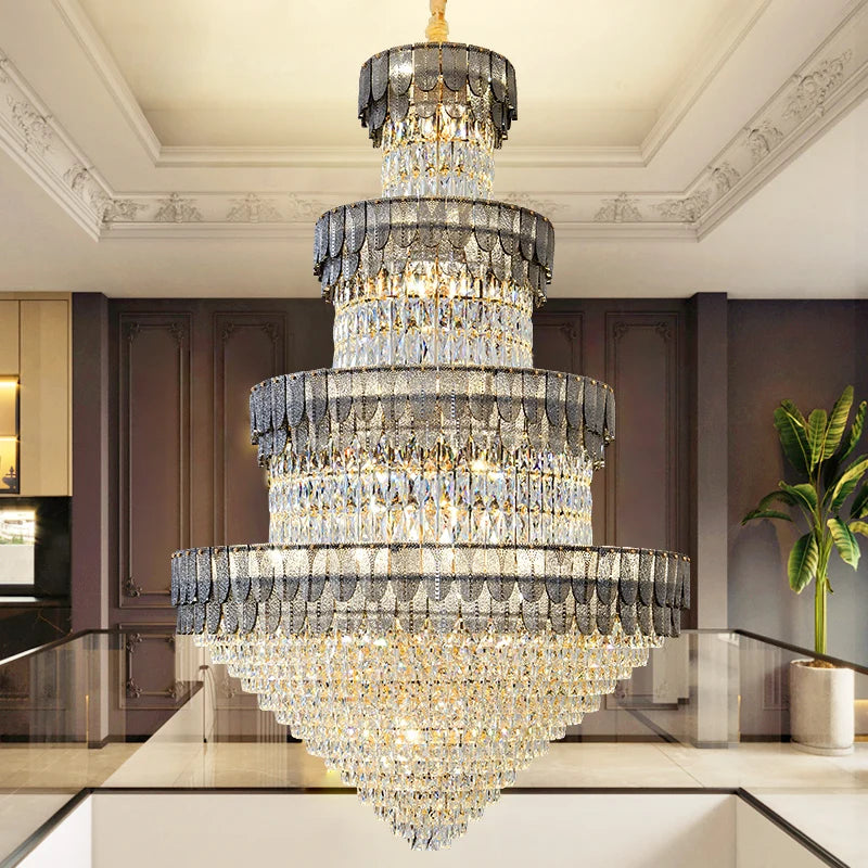 lustre luxe cristal design contemporain pour salon et hôtel - vue 5 sur 14