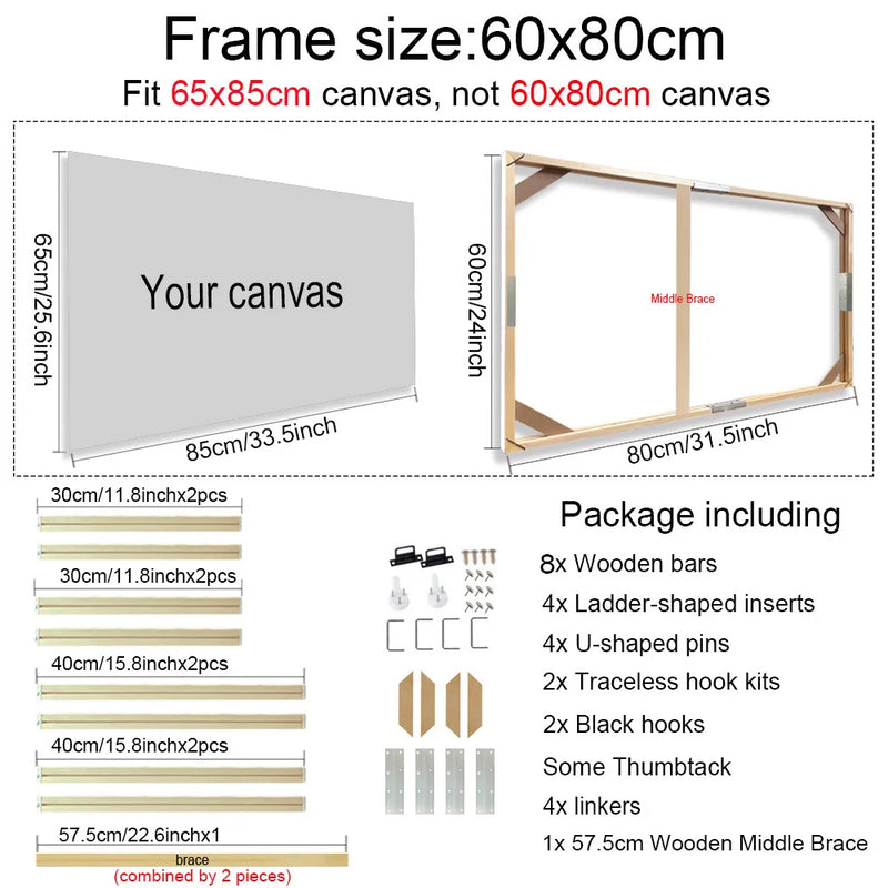 cadre mural en bois pour toiles et peintures décoratives