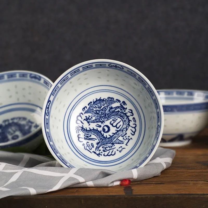 Bol porcelaine jingdezhen motif dragon chinois ramen soupe