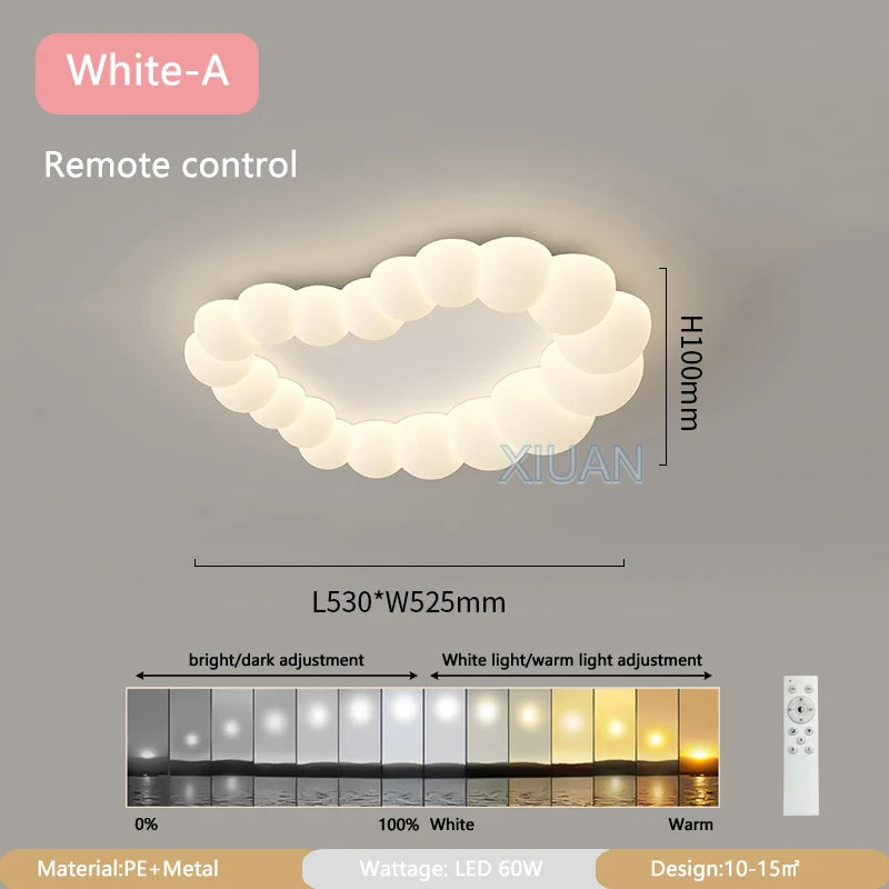 Nordic Cloud Ceiling Lamps Bedroom Ceiling Light Pink White Bubble Design Children's Room Chandelier Lights for Princess Room - vue 8 sur 12